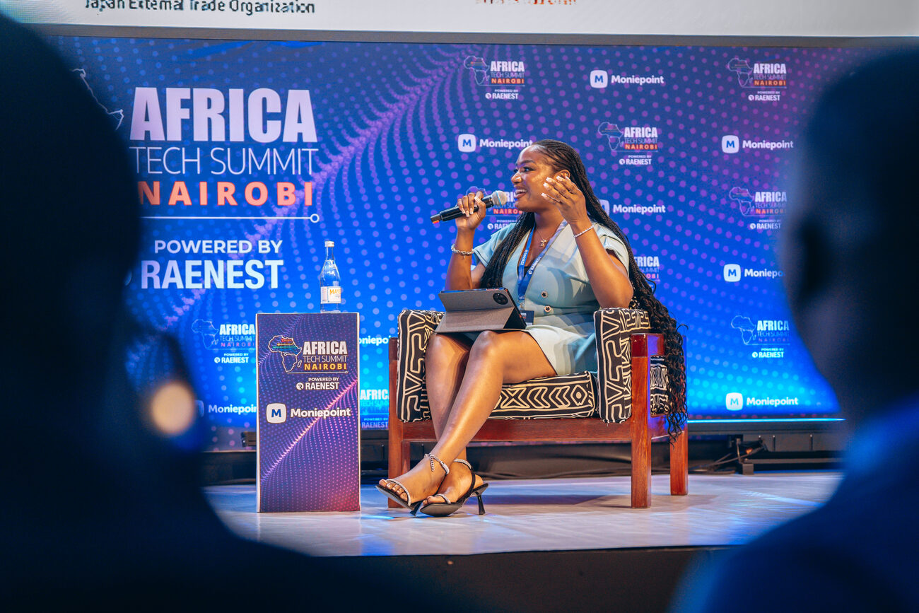 Beverly Ezebuike speaking on stage at Africa Tech Summit, Nairobi on cross-border payments